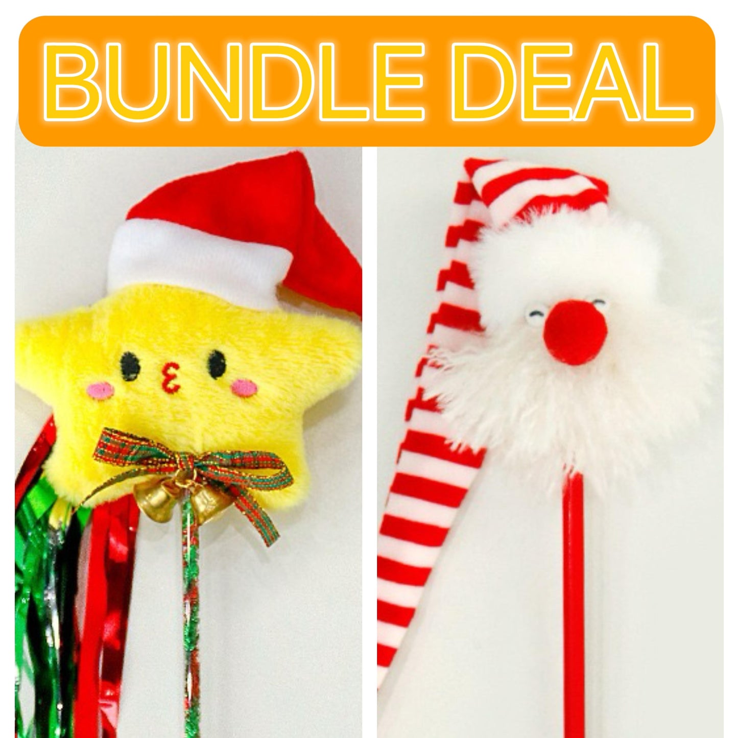 Lovely Caves Christmas Santa and Star Teaser Wand (2 Count)