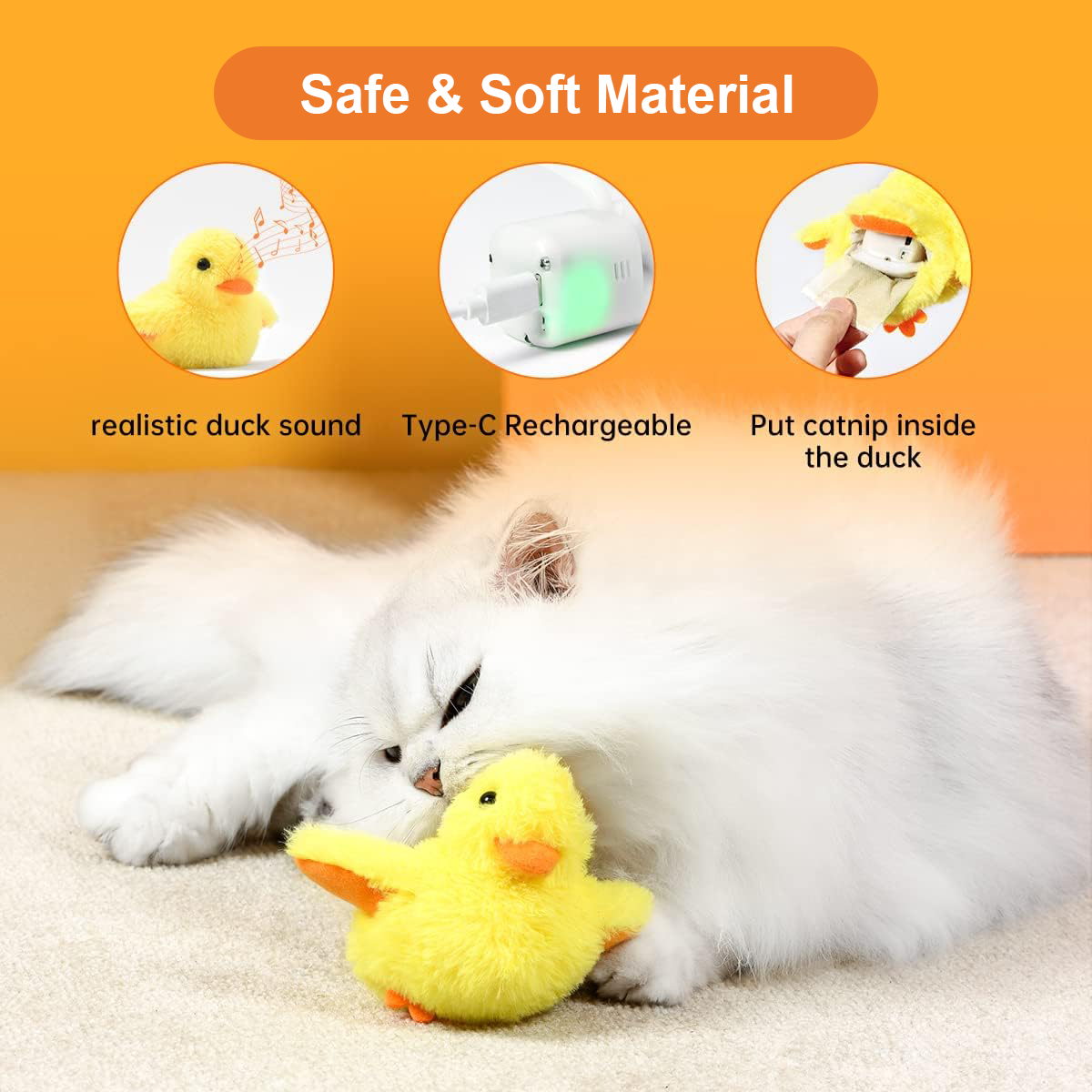 Lovely Caves Rechargeable Flapping Wings Duck Cat Toy
