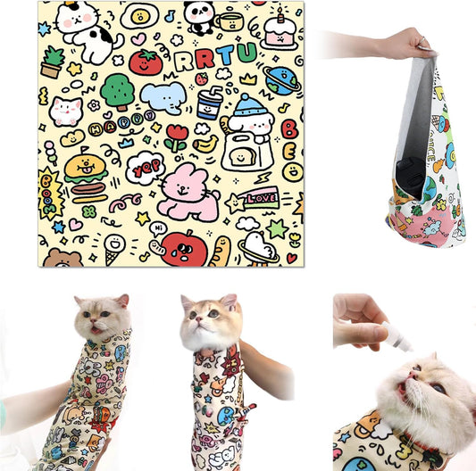 Lovely Caves Self Adhesive Cat Wrap Grooming Blanket, 27.6 x 27.6in