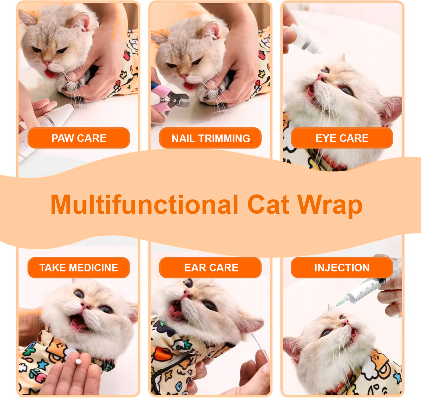 Lovely Caves Self Adhesive Cat Wrap Grooming Blanket, 27.6 x 27.6in