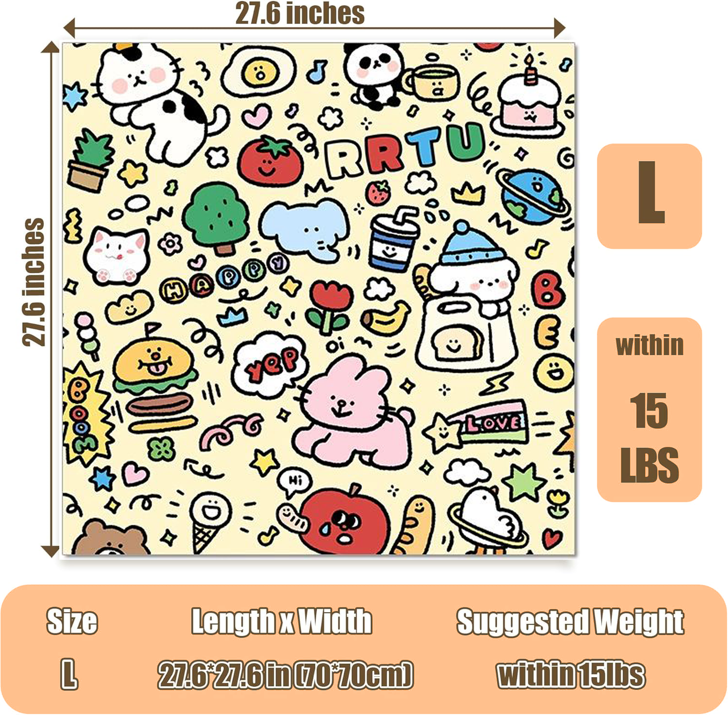 Lovely Caves Self Adhesive Cat Wrap Grooming Blanket, 27.6 x 27.6in