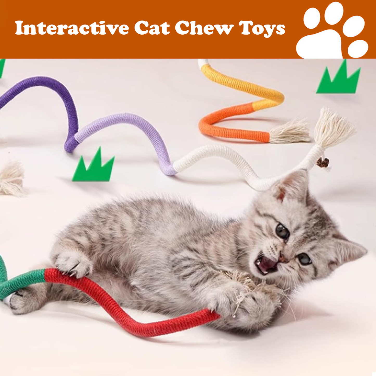 Lovely Caves Teething Cat Rope Toy, 3 count