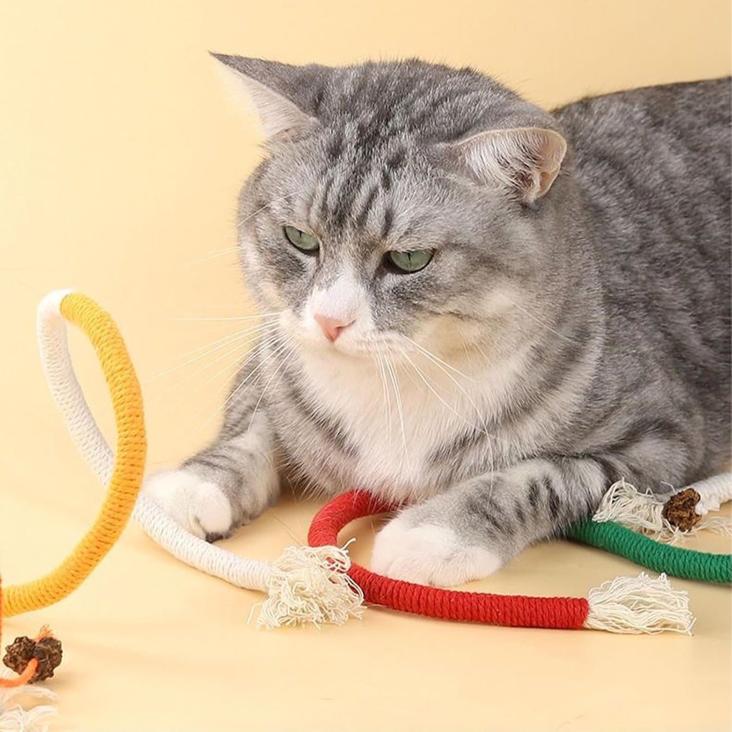 Lovely Caves Teething Cat Rope Toy, 3 count