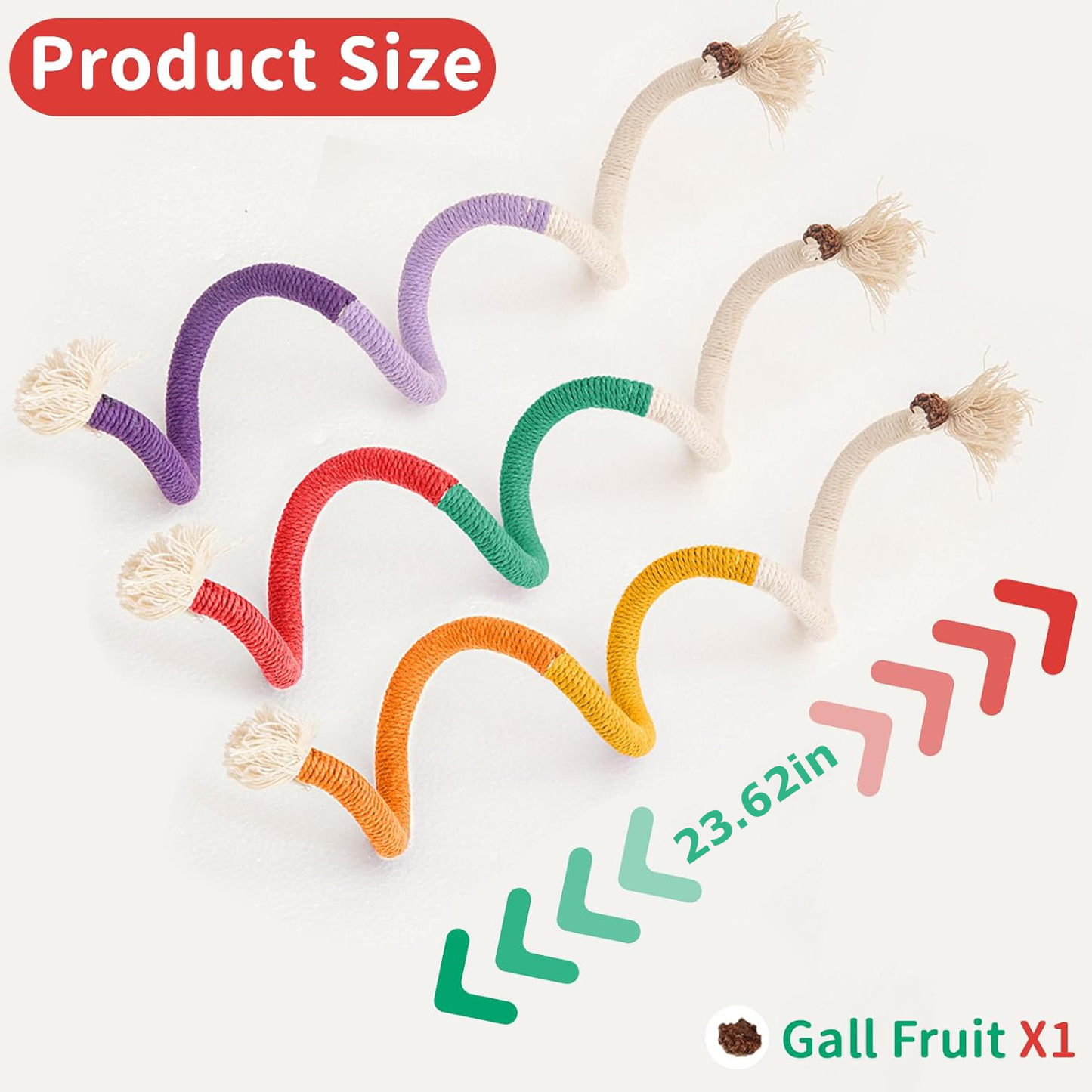 Lovely Caves Teething Cat Rope Toy, 3 count