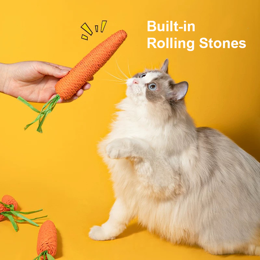 Lovely Caves Cotton Carrot Cat Chew Toy, 2 count, Orange