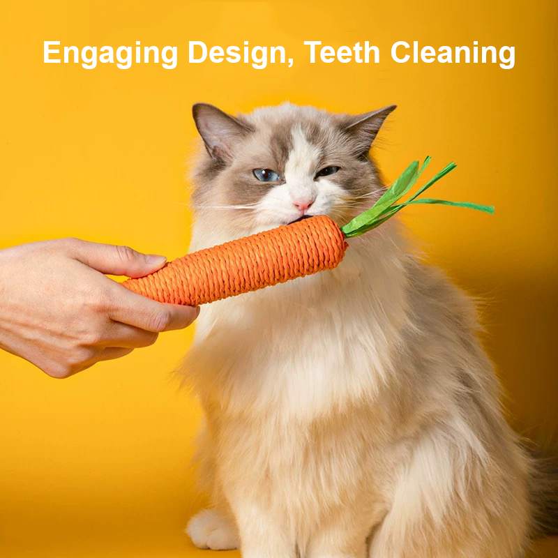 Lovely Caves Cotton Carrot Cat Chew Toy, 2 count, Orange