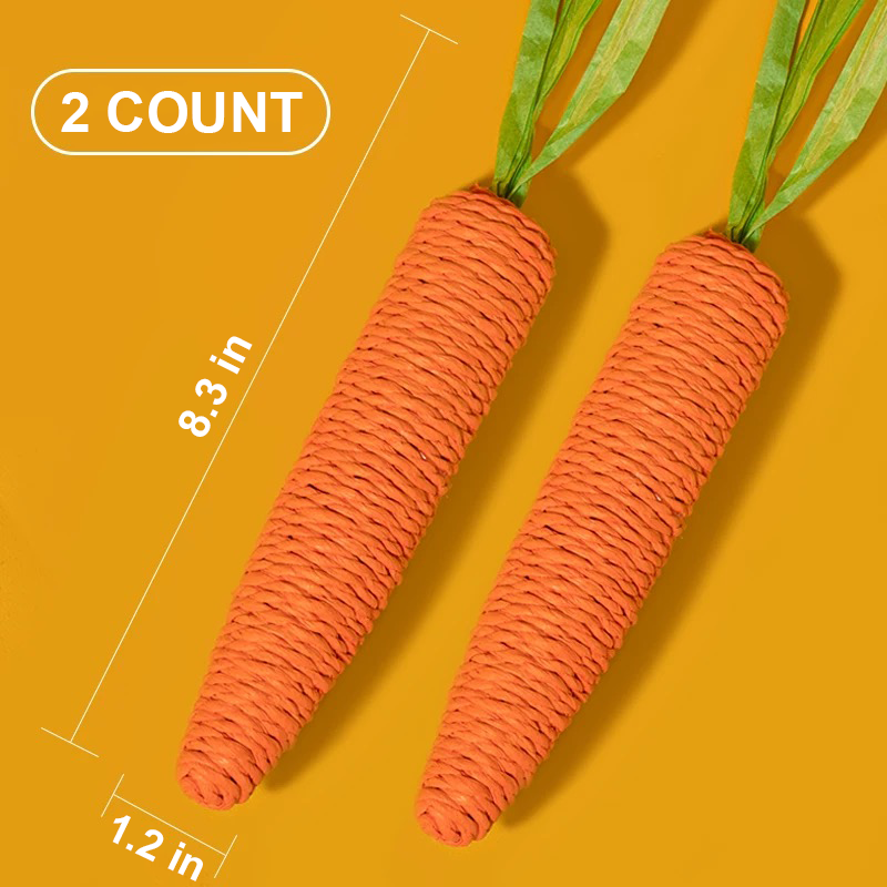 Lovely Caves Cotton Carrot Cat Chew Toy, 2 count, Orange