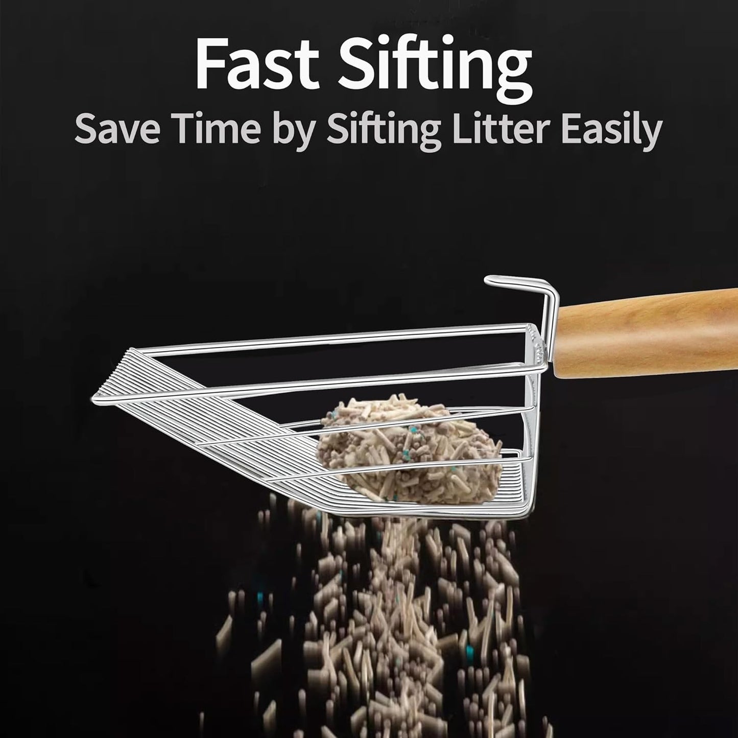 Lovely Caves Stainless Steel Cat Litter Scoop with Holder, Large