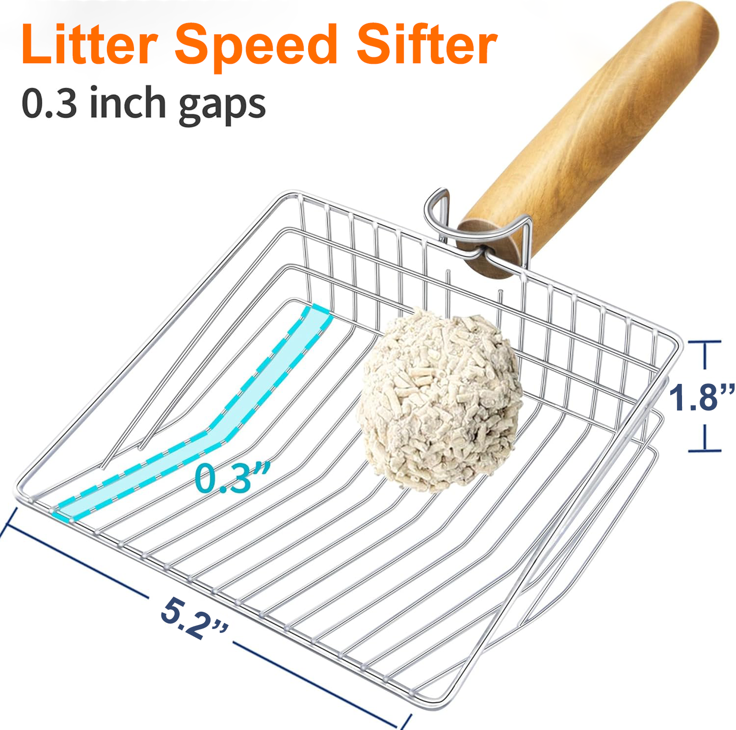 Lovely Caves Stainless Steel Cat Litter Scoop with Holder, Large