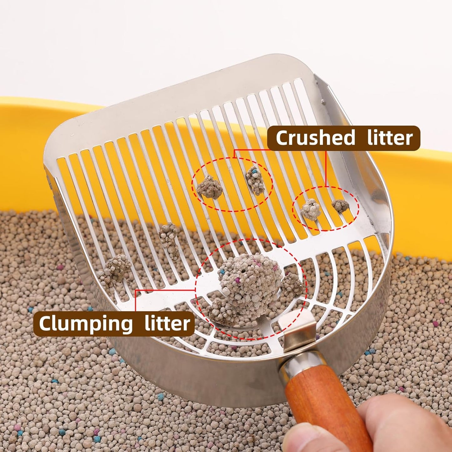 Lovely Caves Dual Width Stainless Steel Cat Litter Scoop, Large