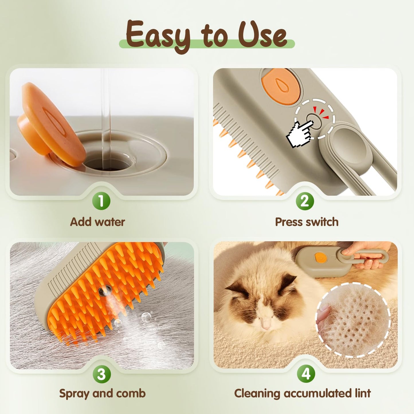 Lovely Caves Cat Steam Grooming Brush