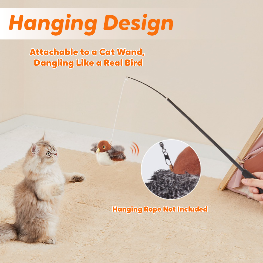 Lovely Caves Rechargeable Flapping Bird Sparrow Chirp Tweet Cat Toy
