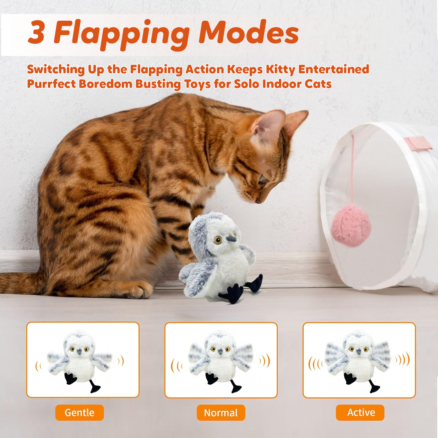 Lovely Caves Rechargeable Flapping Bird Sandpiper Chirping Cat Toy