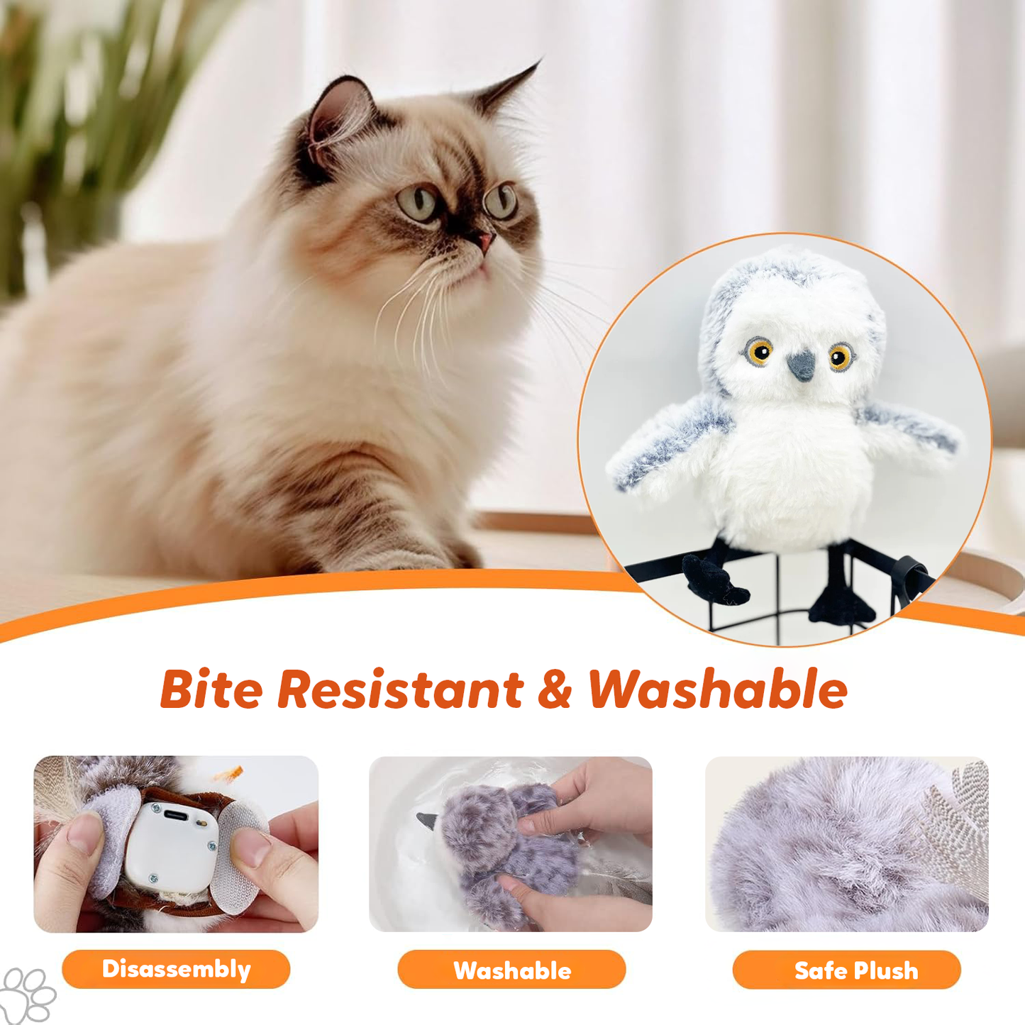 Lovely Caves Rechargeable Flapping Bird Sandpiper Chirping Cat Toy