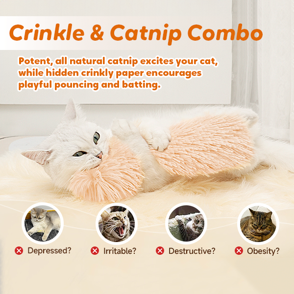 Lovely Caves Crinkle Catnip Fluffy Cat Pillows Toy (3 Count)