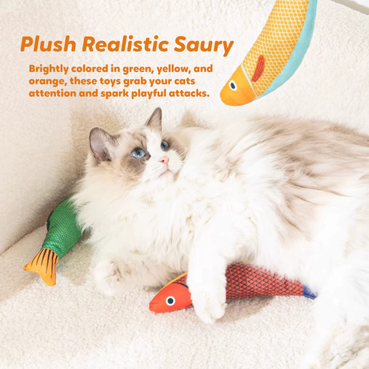 Lovely Caves Catnip Crinkle Cat Saury Fish Toy (3 Count)