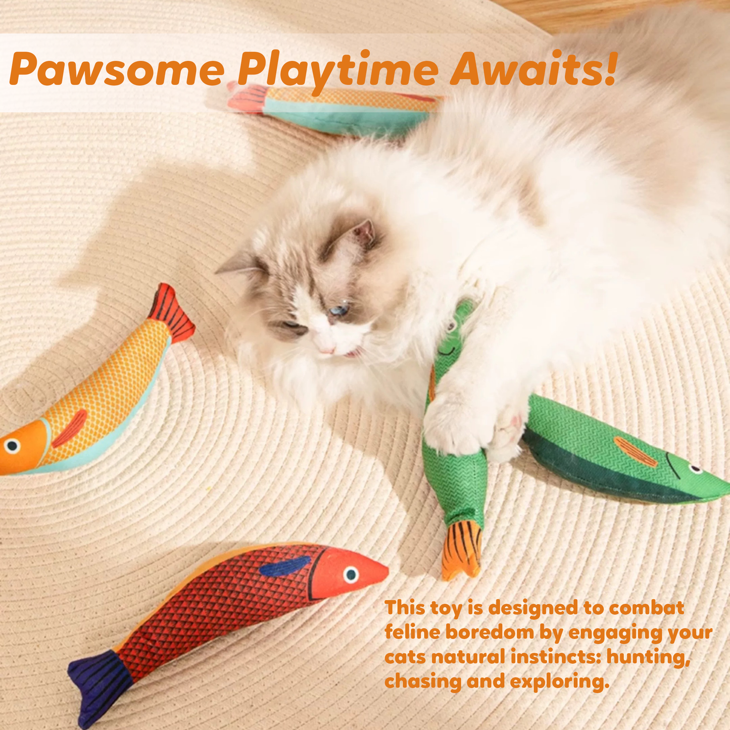 Lovely Caves Catnip Crinkle Cat Saury Fish Toy (3 Count)