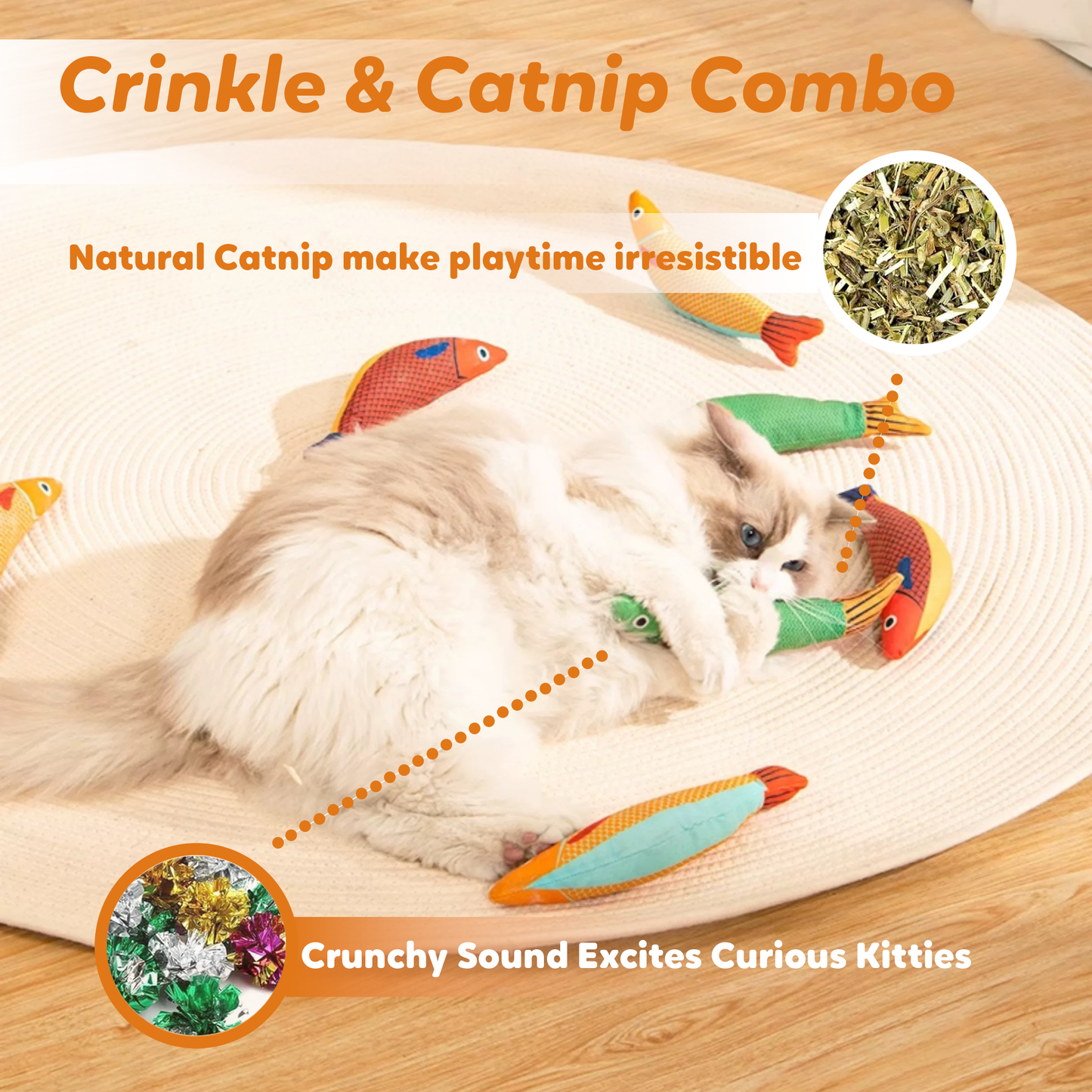 Lovely Caves Catnip Crinkle Cat Saury Fish Toy (3 Count)