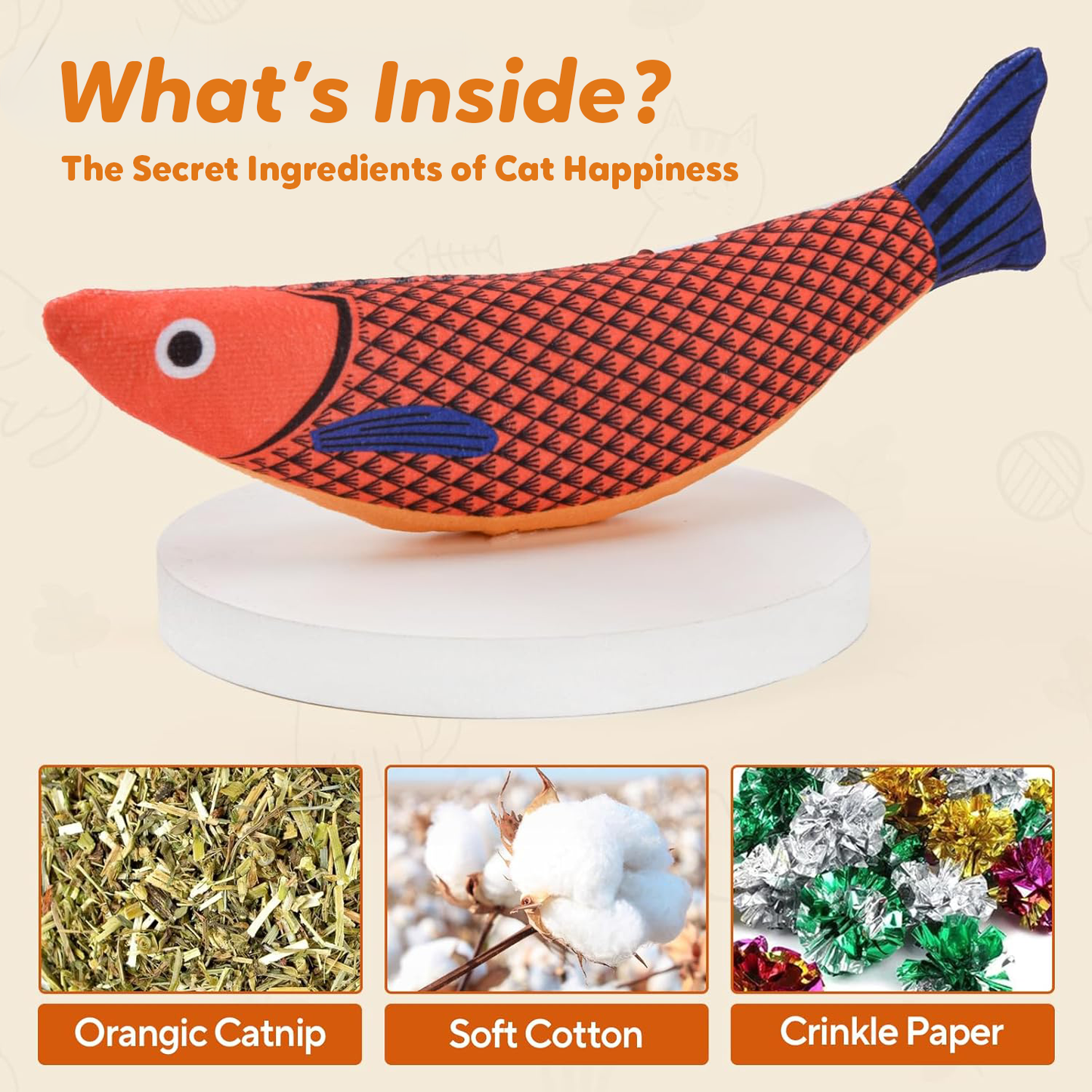 Lovely Caves Catnip Crinkle Cat Saury Fish Toy (3 Count)