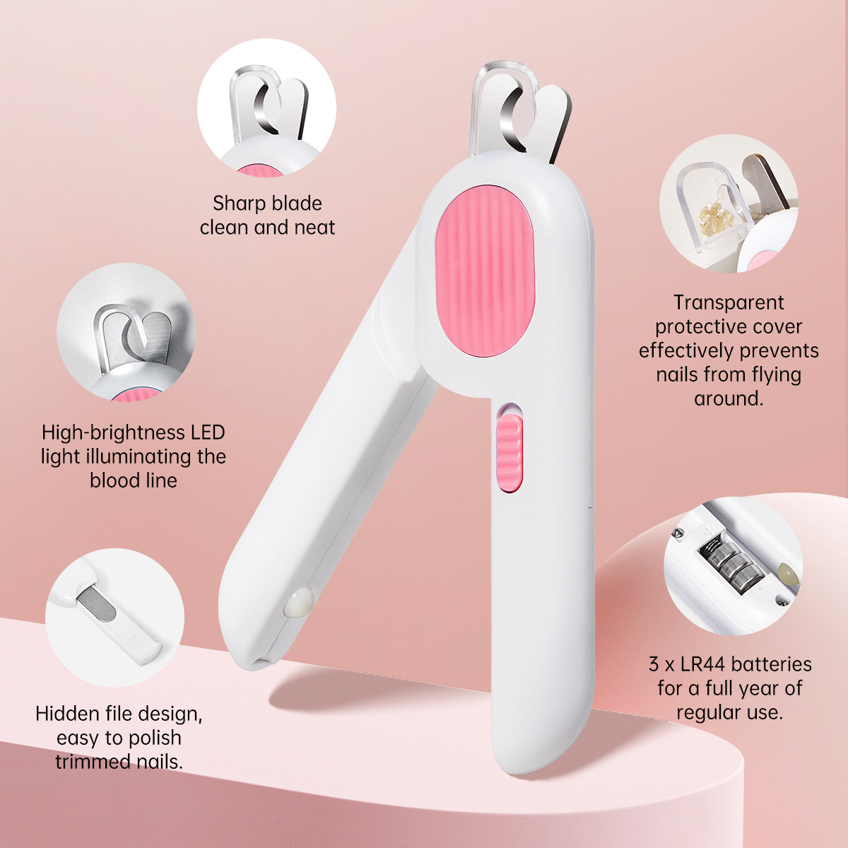 Lovely Caves Extra Large LED Light Cat Nail Clipper with Nail File