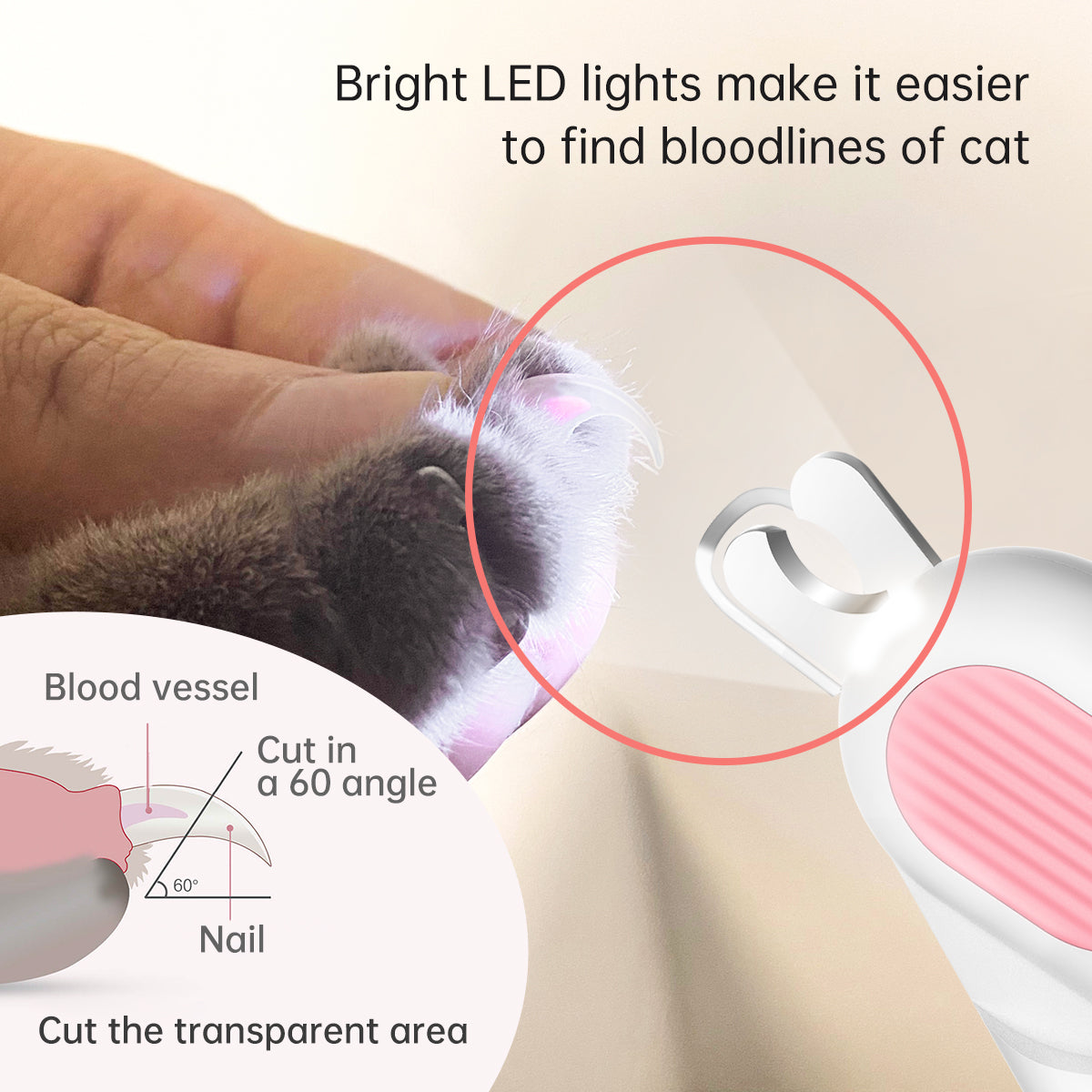 Lovely Caves Extra Large LED Light Cat Nail Clipper with Nail File