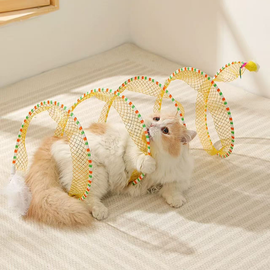 Lovely Caves Foldable Spiral Mesh Cat Tunnel Toy