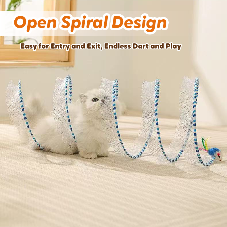 Lovely Caves Foldable Spiral Mesh Cat Tunnel Toy