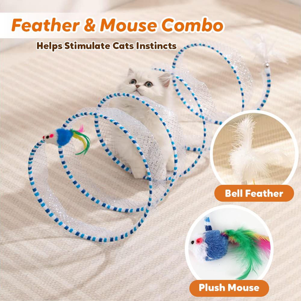 Lovely Caves Foldable Spiral Mesh Cat Tunnel Toy