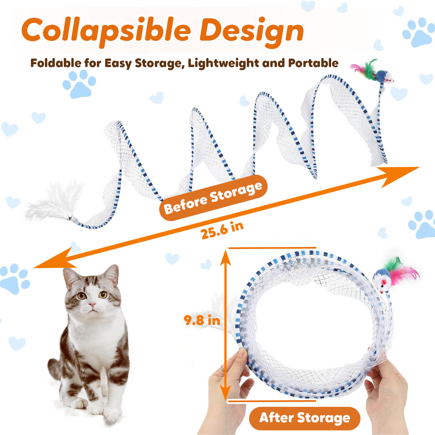 Lovely Caves Foldable Spiral Mesh Cat Tunnel Toy