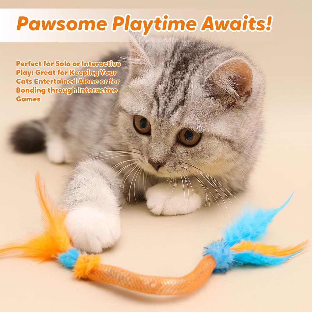 Lovely Caves Catnip Elastic Chew Rope with Feather and Bell (3 Count)