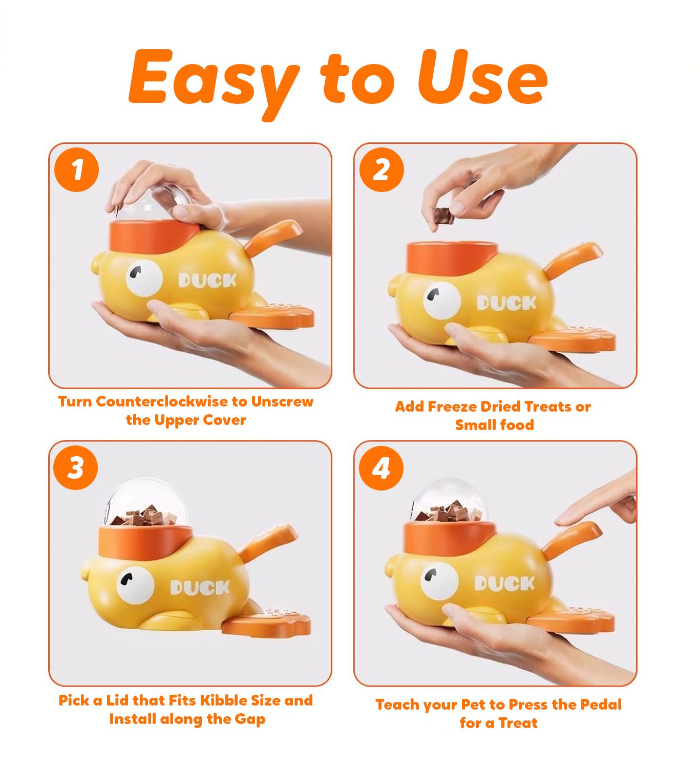 Lovely Caves Duck Shaped Dog Puzzle Treat Dispenser