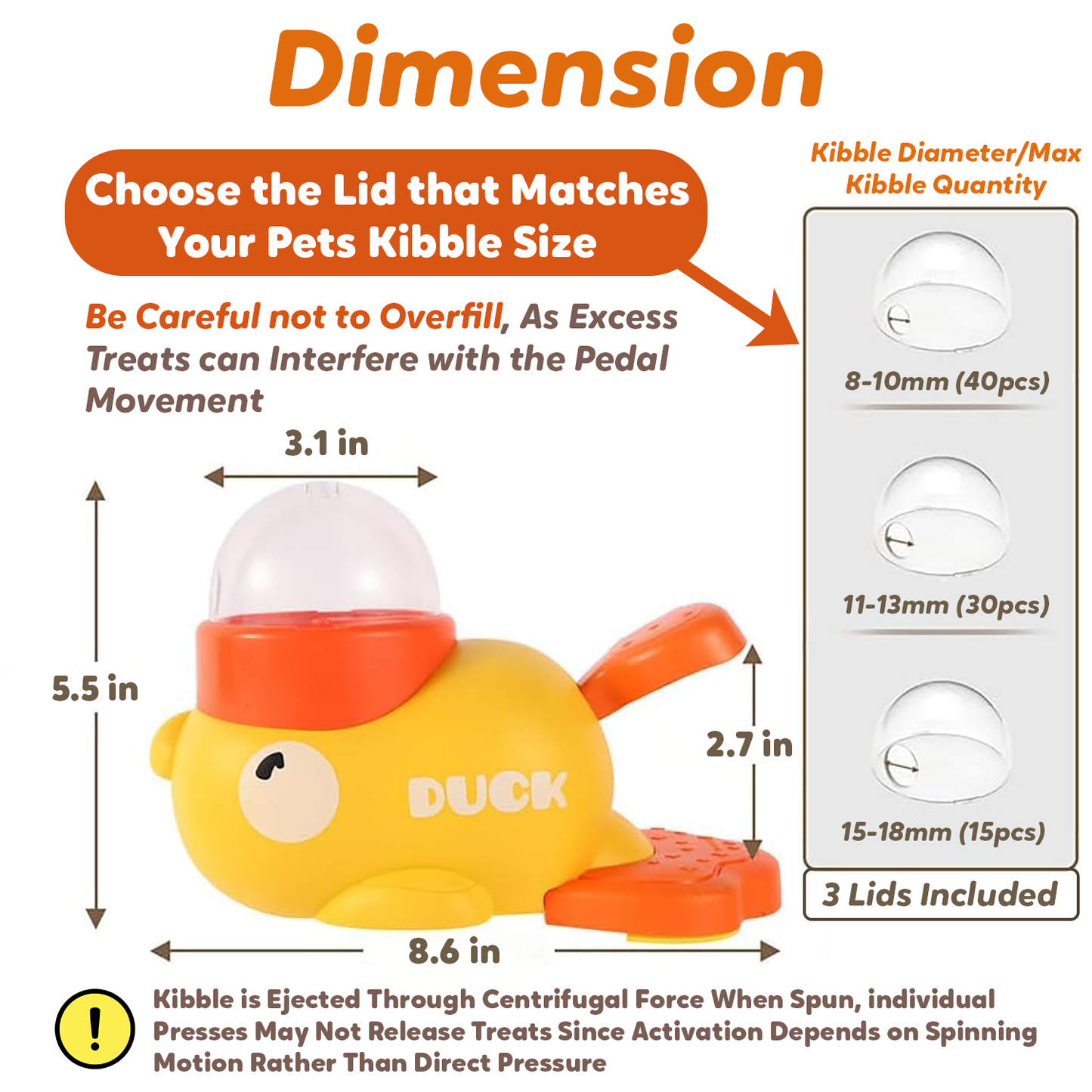 Lovely Caves Duck Shaped Dog Puzzle Treat Dispenser