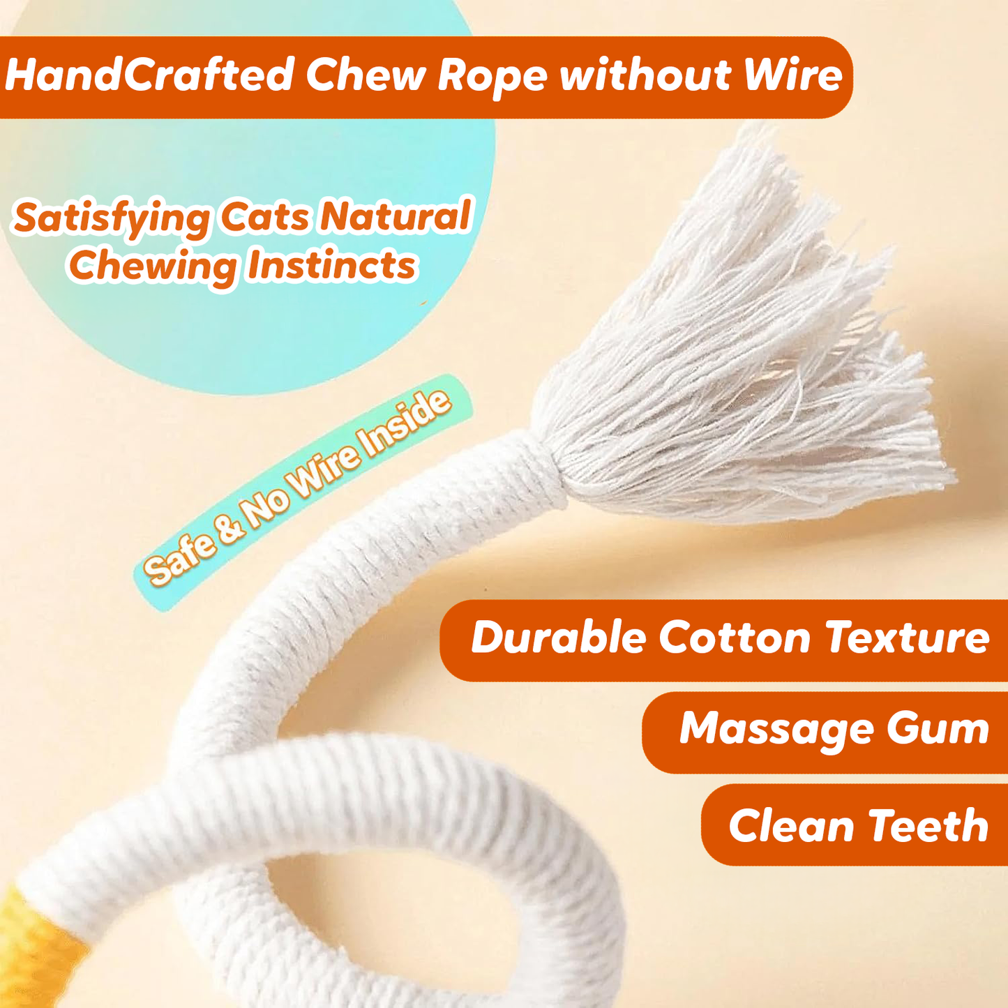 Lovely Caves Cheese and Carrot Catnip Cotton Chew Rope (2 Count)