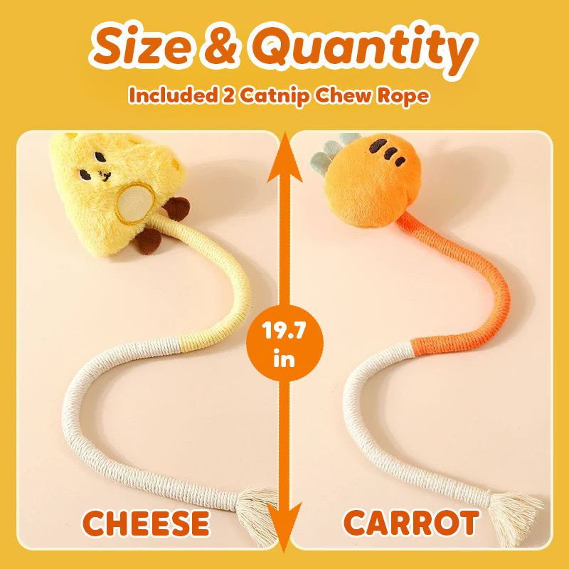 Lovely Caves Cheese and Carrot Catnip Cotton Chew Rope (2 Count)
