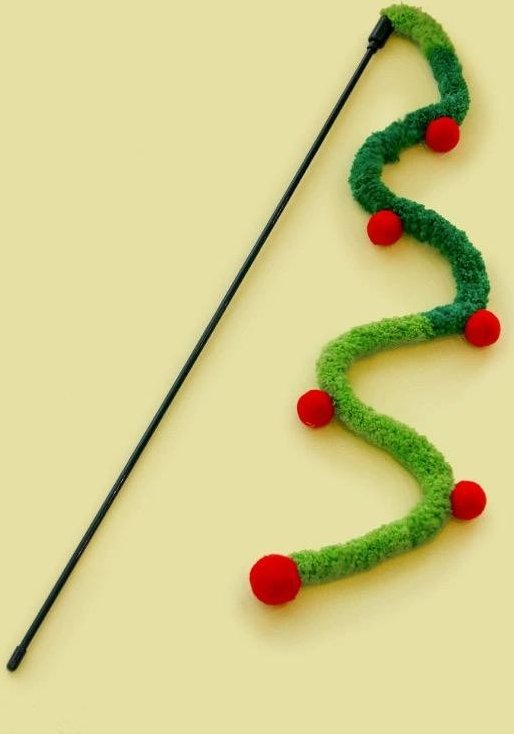 Lovely Caves Extra Long Pom Poms Cat Teaser Wand