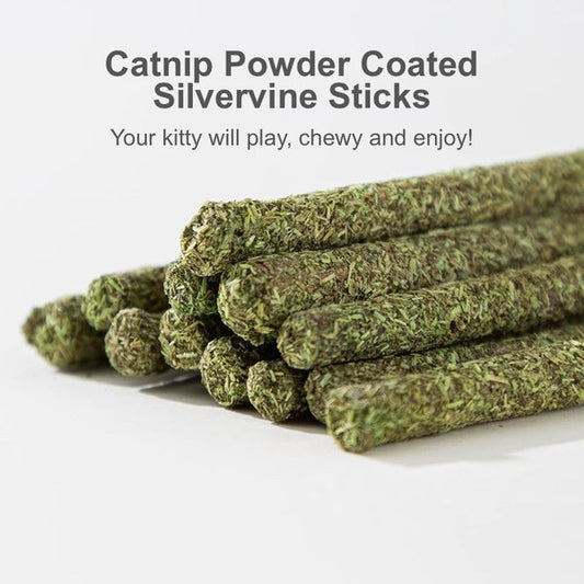 Lovely Caves Catnip Silvervine Chew Sticks Cat Toy, Green