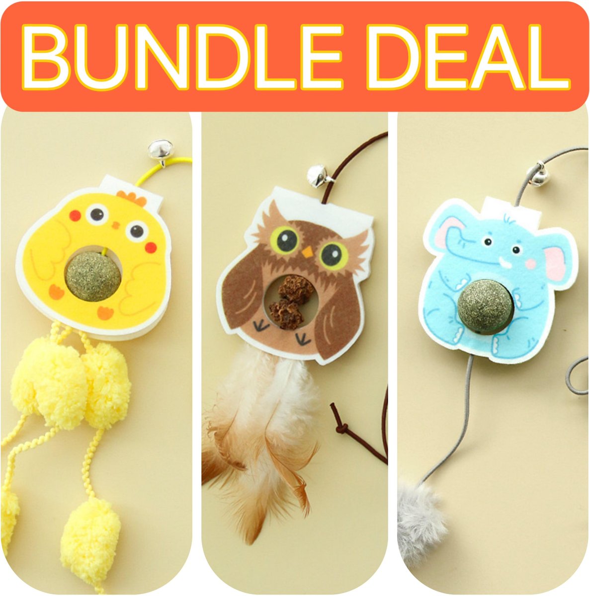 Lovely Caves Self Play Door Hanging Bouncing & Gall Fruit Chasers Cat Toy with Catnip