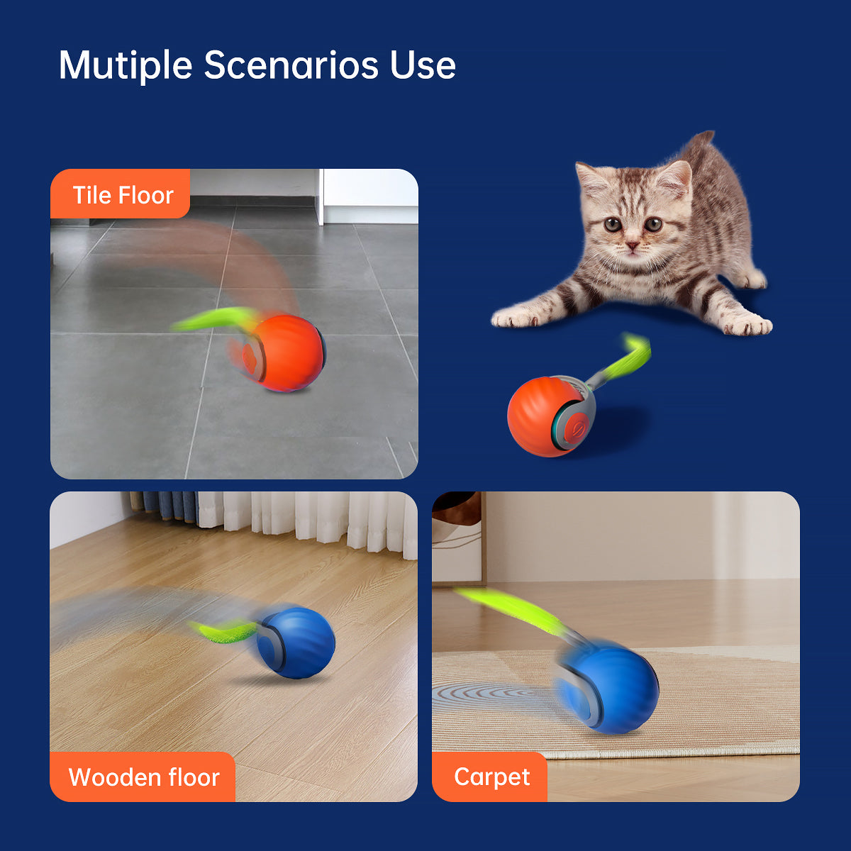 Lovely Caves Interactive Cat Ball Cat Toy with Tail