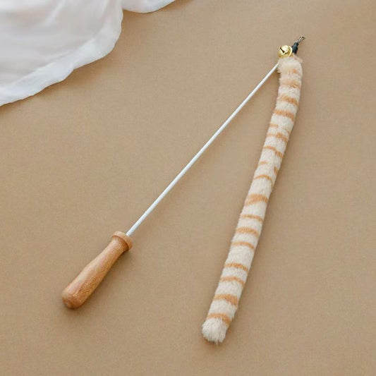 Lovely Caves Retractable  Fuzzy Tiger Tails Cat Toy with Bell