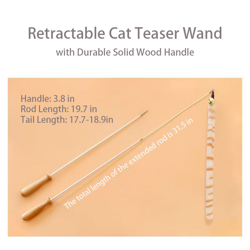 Lovely Caves Retractable  Fuzzy Tiger Tails Cat Toy with Bell