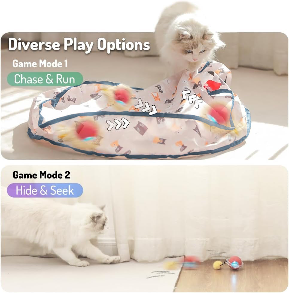 Lovely Caves Interactive Bird Chirping Fast Rolling Ball in Pouch Cat Toy