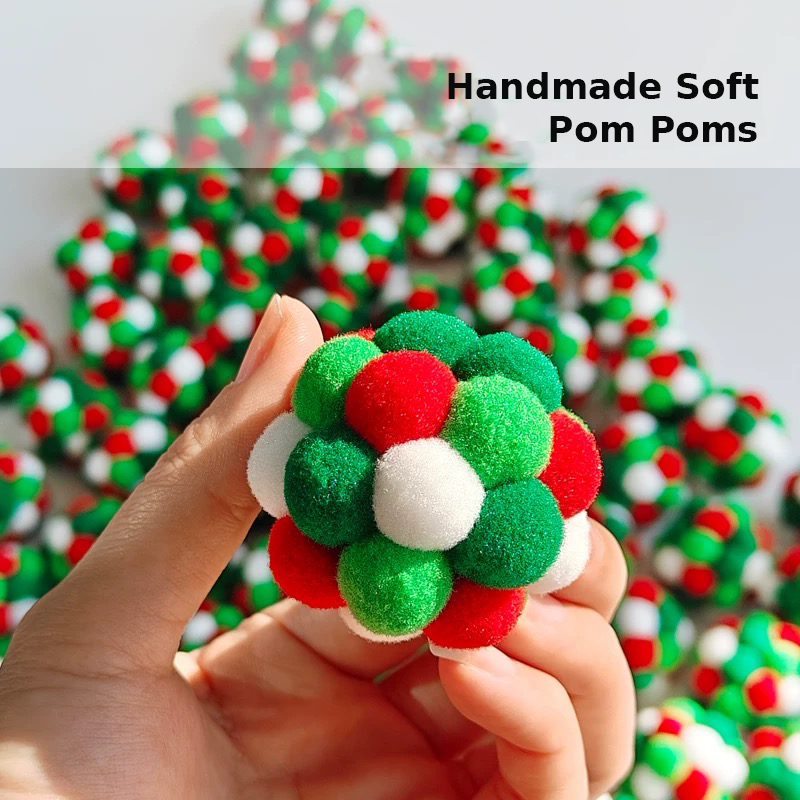 Lovely Caves Pom Poms Fuzzy Ball & Bell Plush Cat Toy