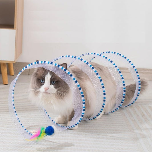 Lovely Caves Foldable Spiral Mesh Cat Tunnel Toy