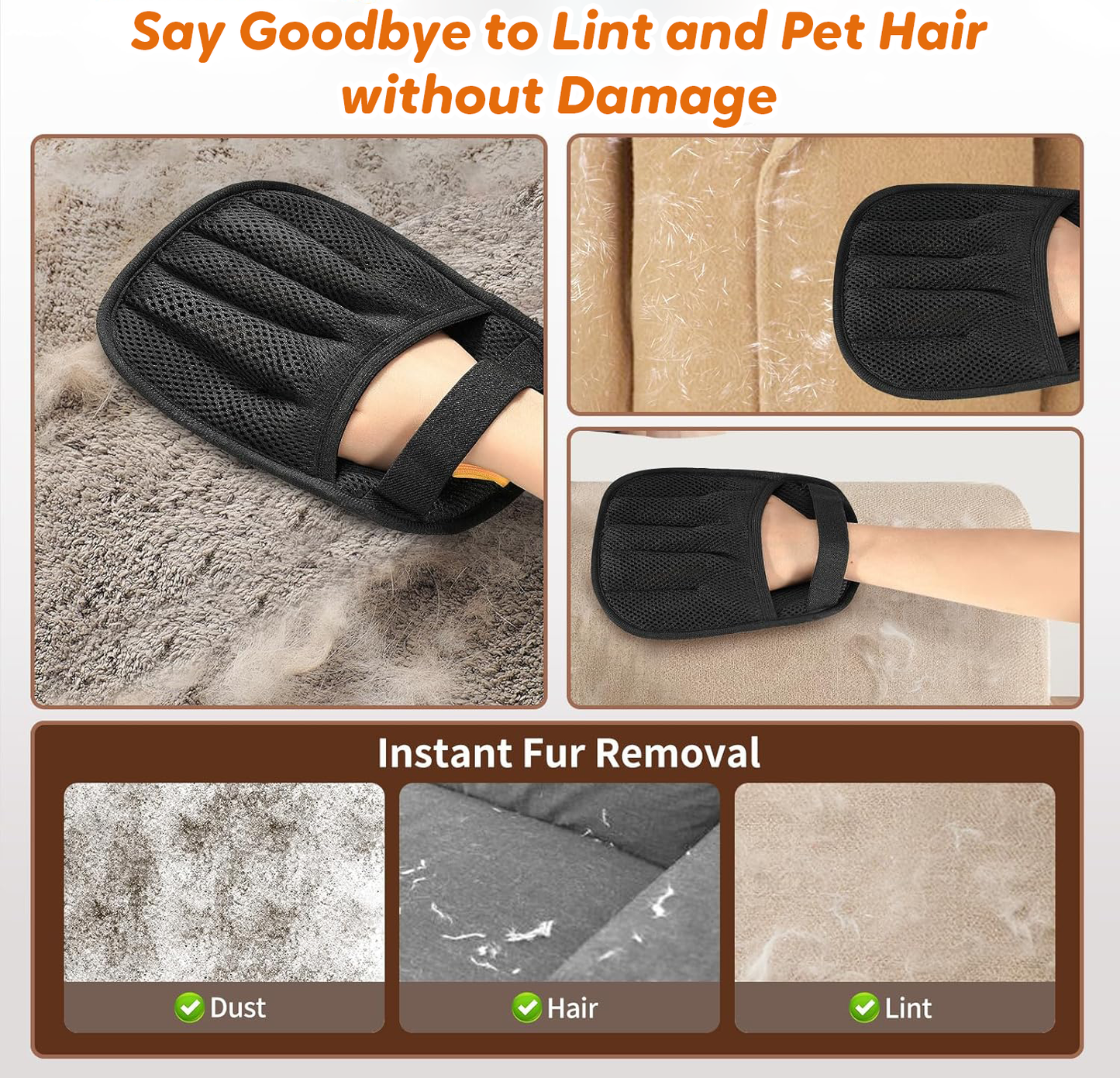 Lovely Caves Finger Electrostatic Pet Hair Removal Glove