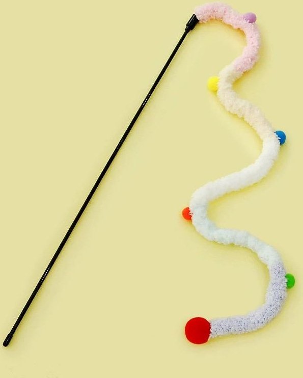 Lovely Caves Extra Long Pom Poms Cat Teaser Wand