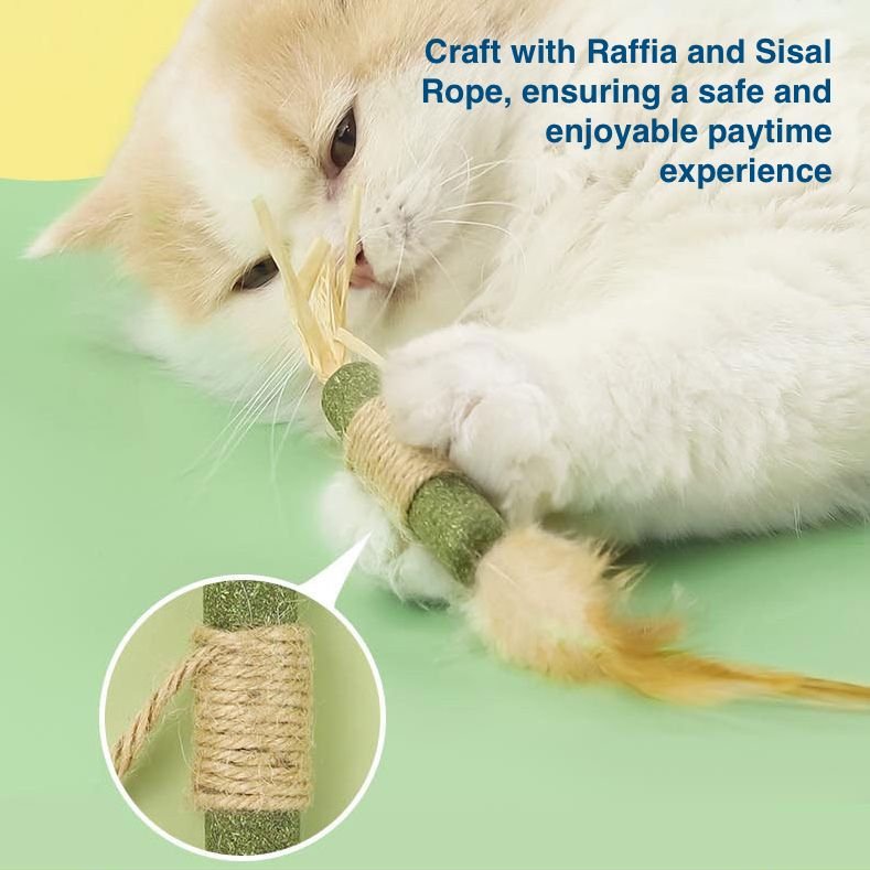 Lovely Caves Catnip Sticks Cat Chew Toy with Gall Fruit, Green