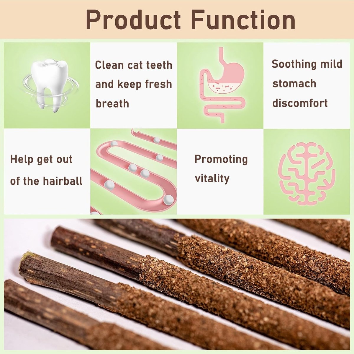 Lovely Caves Gall Fruit & Catnip Silvervine Chew Sticks Cat Toy