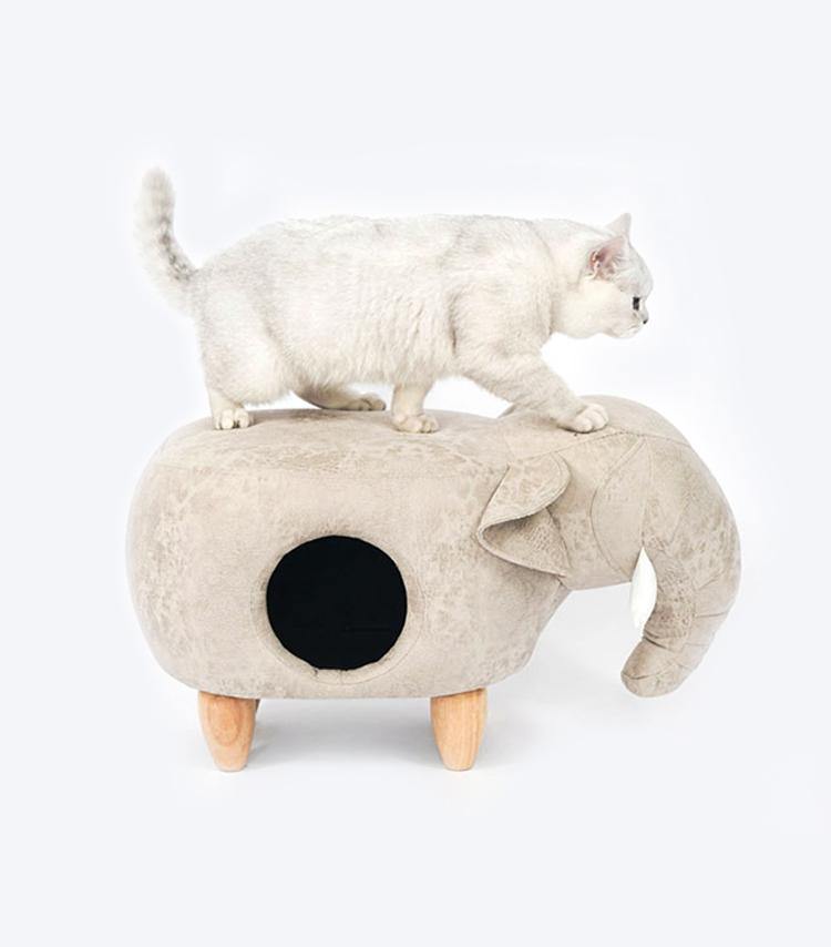 2 in 1 Cat Bed Cave Bed, Creative Solid Wood Pet Bed Stool Cat Hut Easy Cleaning Self Warming - Lovely Caves