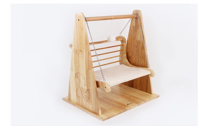 Wooden Cat Swing Smooth Surface Fun Pet Toy Triangular Structure Solid Wood Pet Swing - Lovely Caves