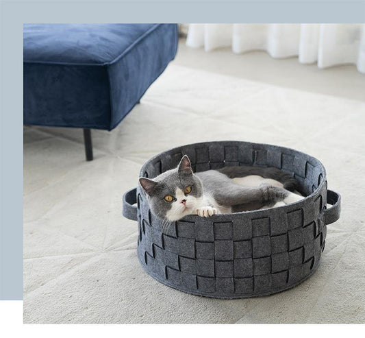 Knit Felt Washable Cat Bad Comfortable Minimalist Style Handmade Natural Felt Cat Cave - Lovely Caves